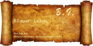 Blaser Ixion névjegykártya